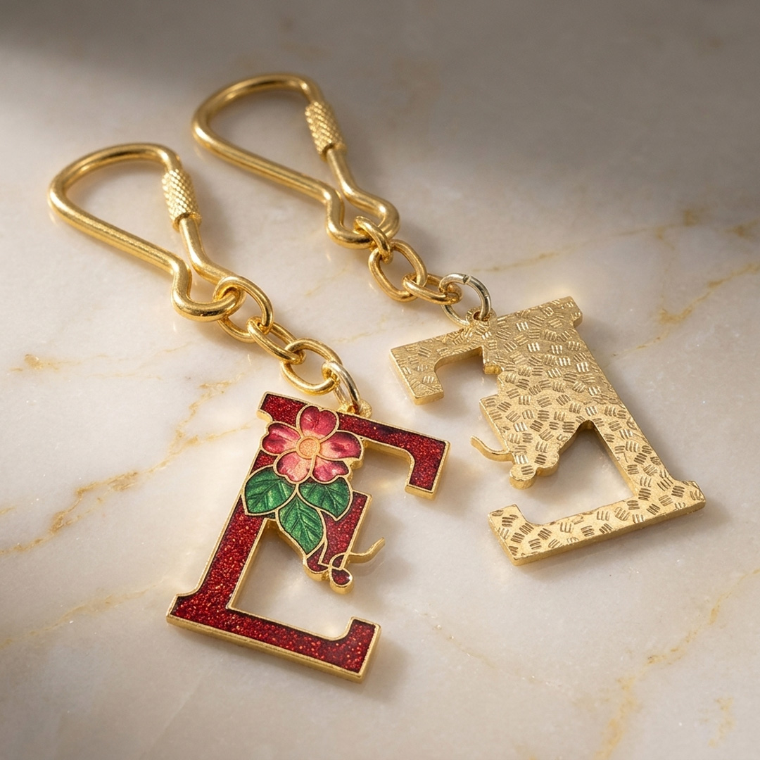 English letter Enamel key chain